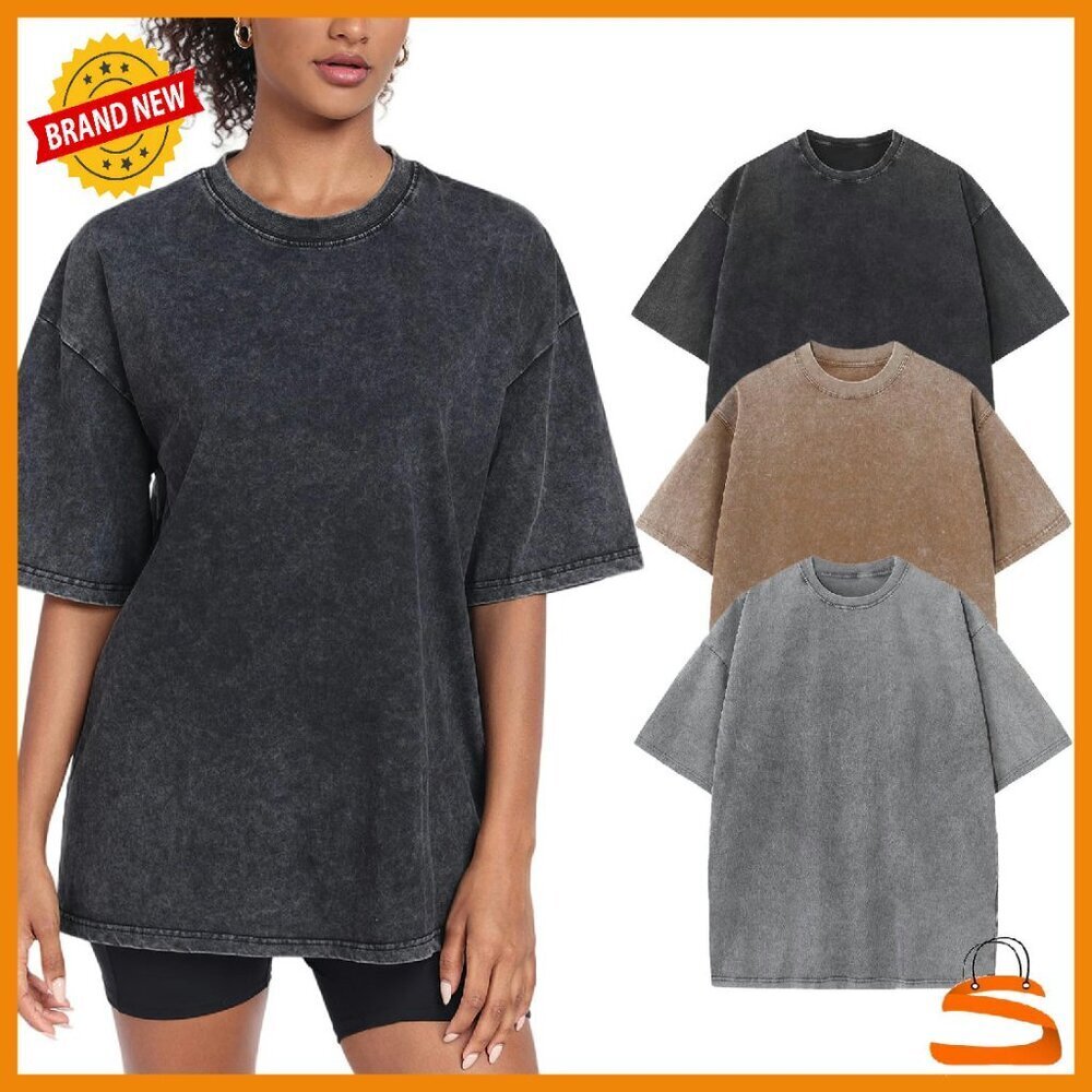 Oversized Vintage Cotton T-Shirt Short Sleeve Loose Fit Streetwear